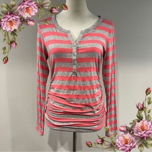 Striped Pink and Gray maternity Top